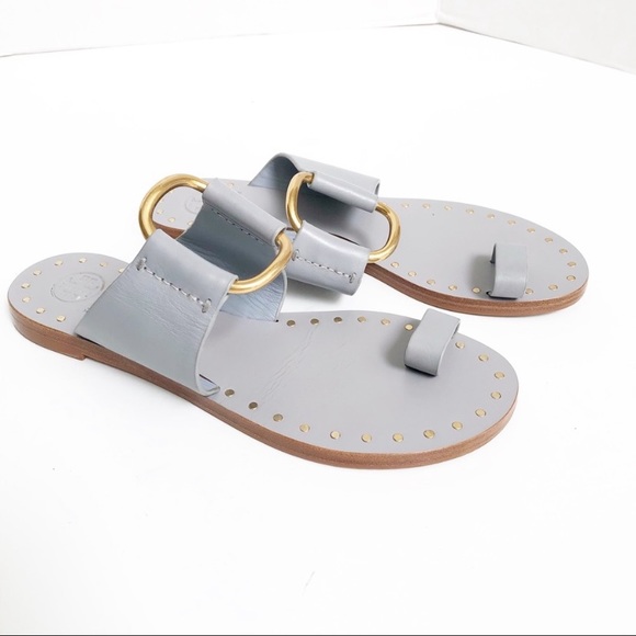 Tory Burch Shoes - Tory Burch Gray Ravello Leather Sandals Sz 8 Gray/Blue/Lavender